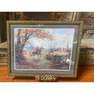 713 - Large framed equestrian print titled “My Secret” by Lesley C. Humphrey.